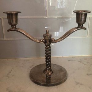 Vintage Wallace silver plate Double Arm Candlestick. Double plate. Metal.